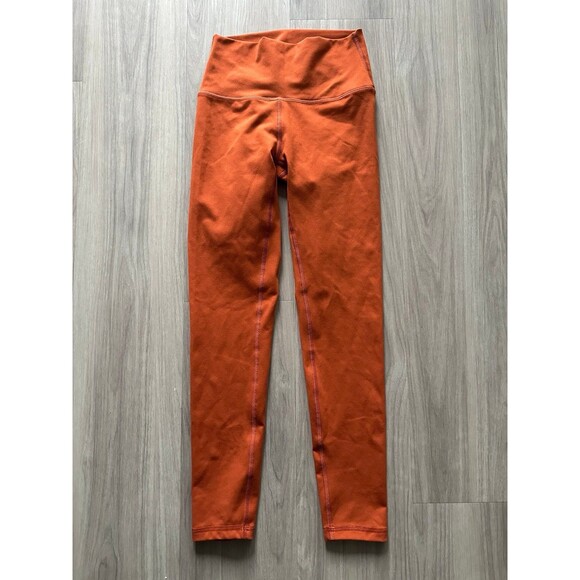 Fleo Womens El Toro Elastic Waist Orange Compression Legging Size Small